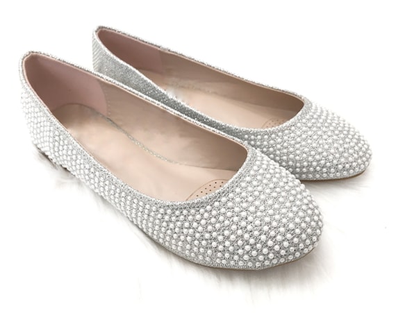 White Pearls Ballet Flats for flower girls princess and by kaileep