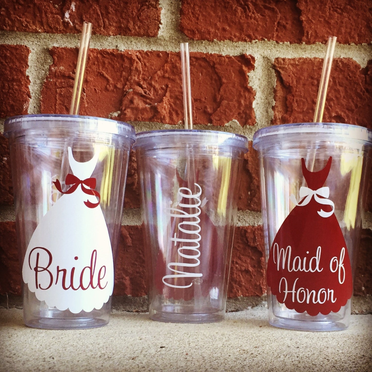 Set of 9 Wedding Tumblers Wedding Cups Bridesmaid Cups