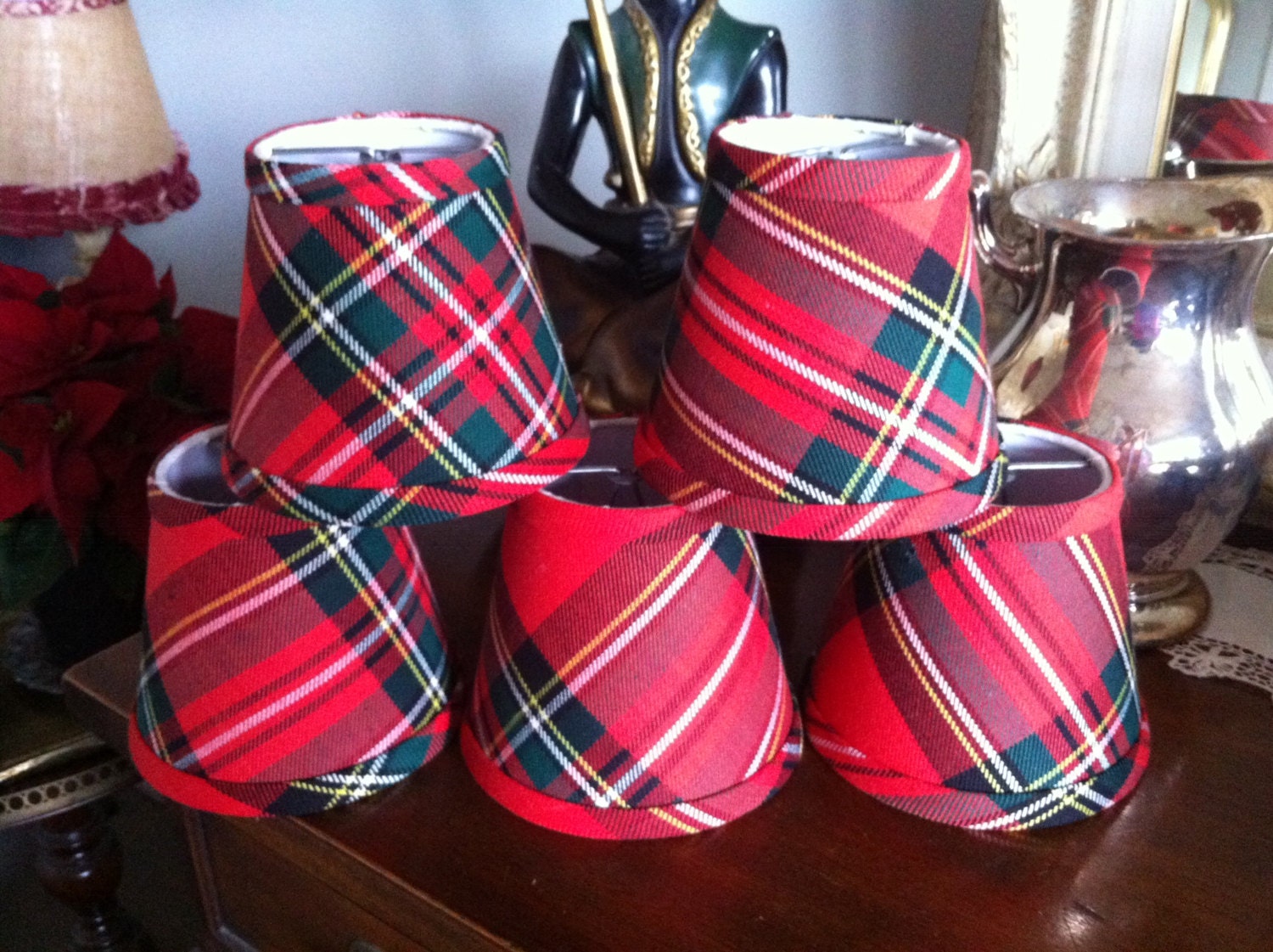 Red tartan chandelier lampshade plaid shade tartan chandelier