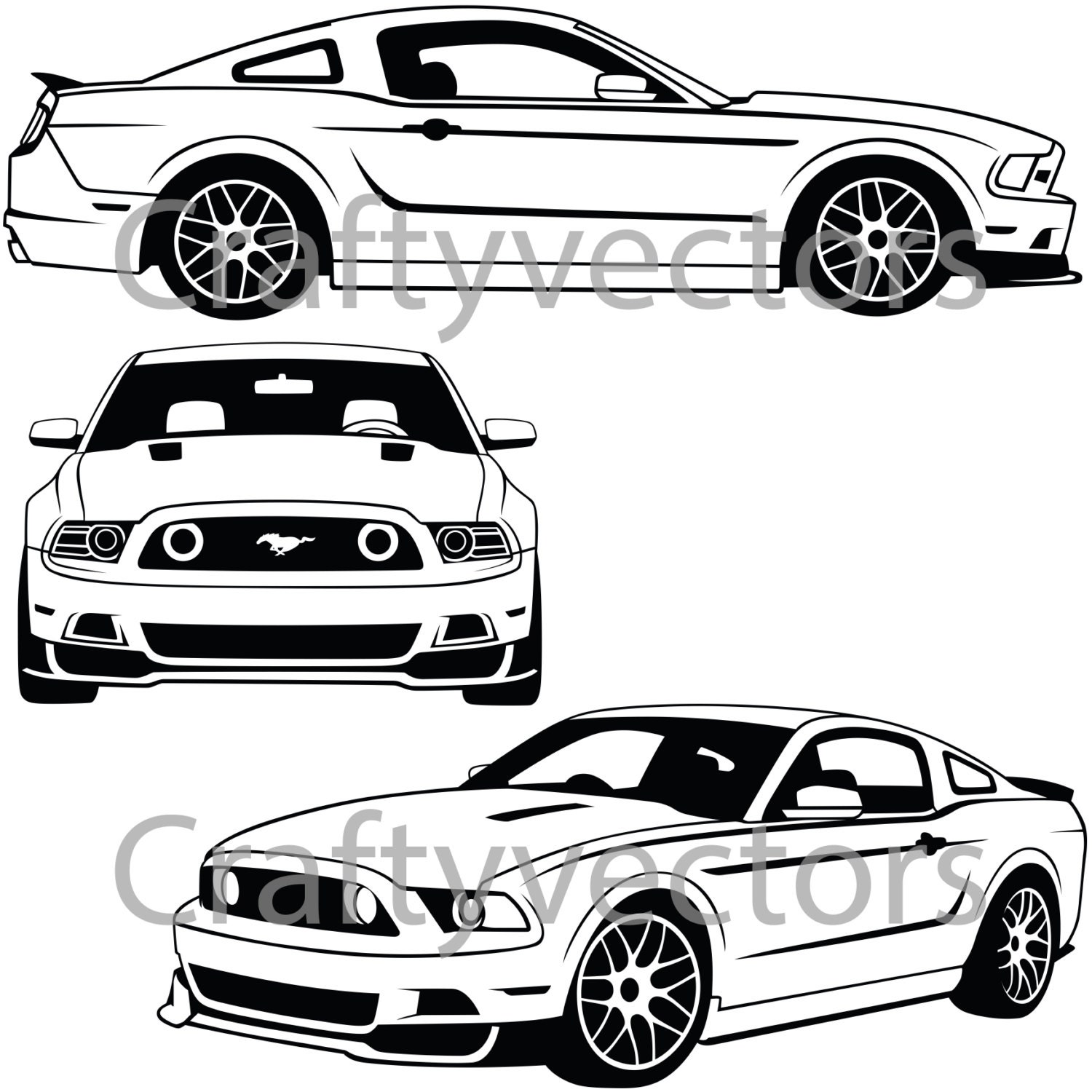Download Ford Mustang 2013 Vector File from CraftyVectors on Etsy ...