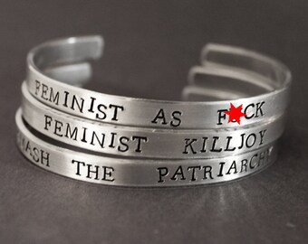 Feminist Bracelet, Feminist as F*ck, Killjoy, Smash The Patriarchy, My Body My Choice, Equal Rights Jewelry, Gender Equality Feminism Mature