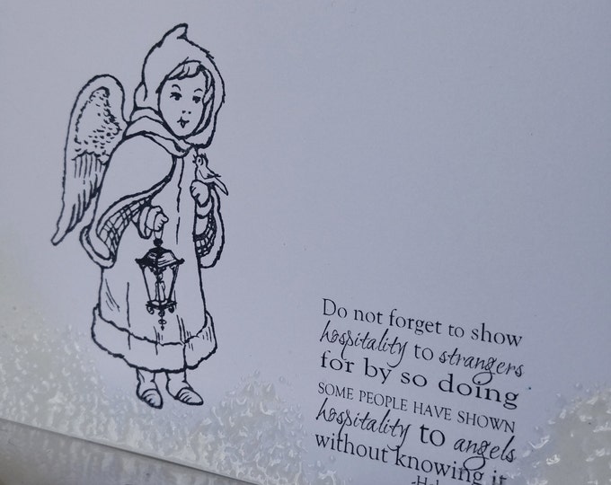 10 Handmade Christian Christmas Cards, Blessed Holiday Hebrews 13 2,Handmade Christmas, Angel Christmas Card, BIBLE VERSE Set of 10 cards