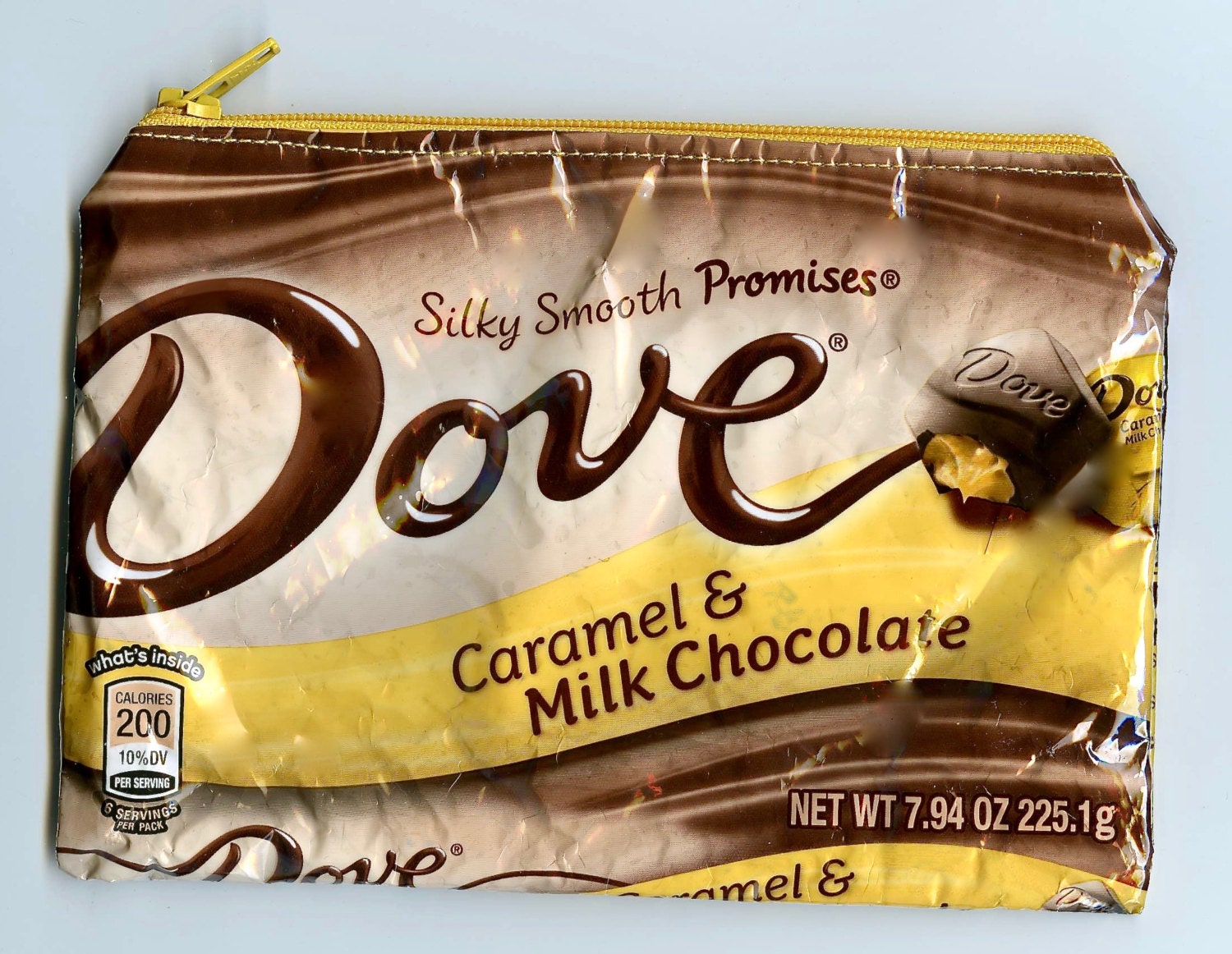 Dove Candy Wrapper Upcycled Zippered Bag/Pouch