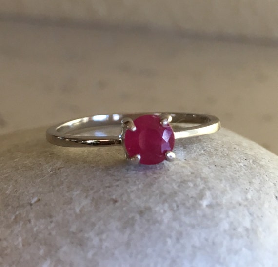 Ruby Promise Ring Stack Ring Silver Ruby Ring Solitaire