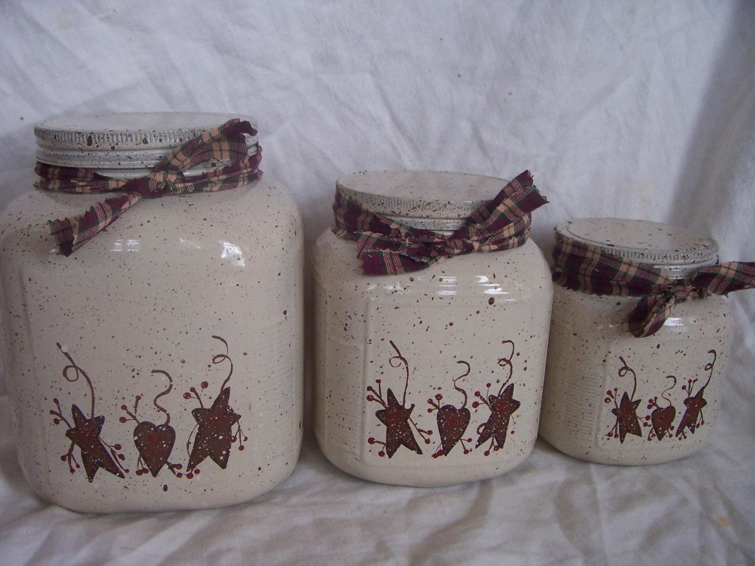 Primitive hearts and stars canister set PERSONALIZED FREE