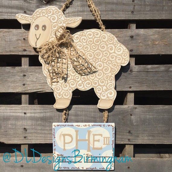 lamb hospital door hanger baby nursery art gender neutral or