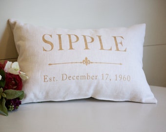 50th Wedding Anniversary Gift | Gold Anniversary Gift | Linen Pillow | Wedding Gift | 12th Anniversary Gift | Home Decor | Linen Anniversary