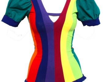 Rainbow puff sleeved circus leotard / playsuit - fairylove