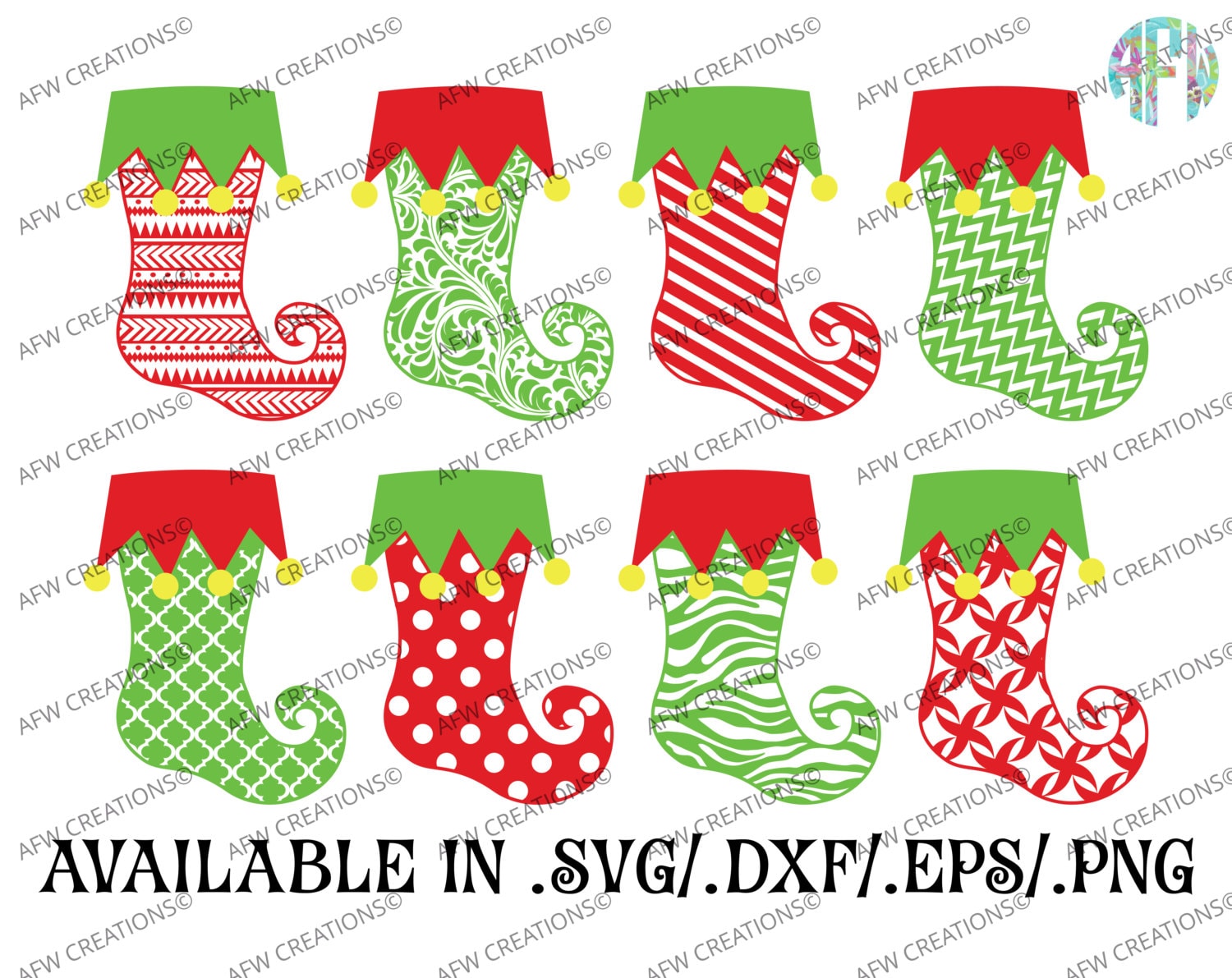 Digital Cut File Pattern Christmas Stockings SVG DXF EPS