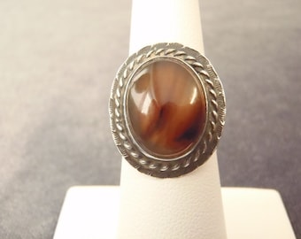 Sterling Silver Brown Stone Ring Sz. 6 1/2 R67