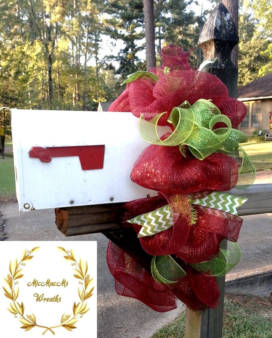 Deco Mesh and Ribbon Mailbox Wreath