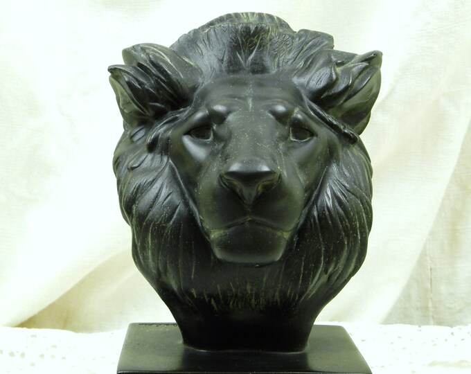 Vintage Reproduction 1943 Lions Head Bust by Georges Médée in Bronze Resin / French Sculpture / Artist / Wild Animal / Retro Home Interior