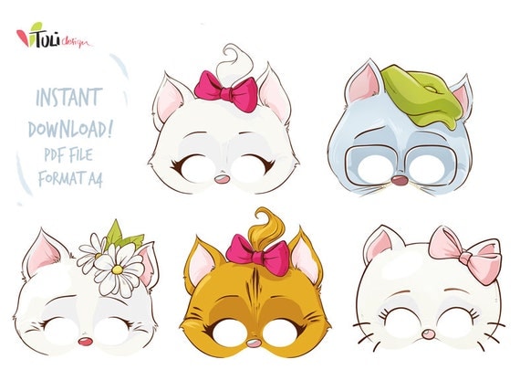 Printable cat masks instant download kids masks