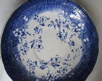 Beautiful Flow Blue Transferware Plate Blue and White China Libertas Russia Blue Antique Flow Blue Plate Blue Transferware saucer Plate