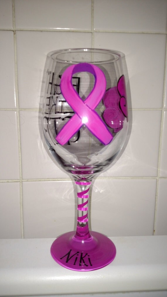 Breast Cancer Wine Glass Breast Cancer Gift Cancer Survivor