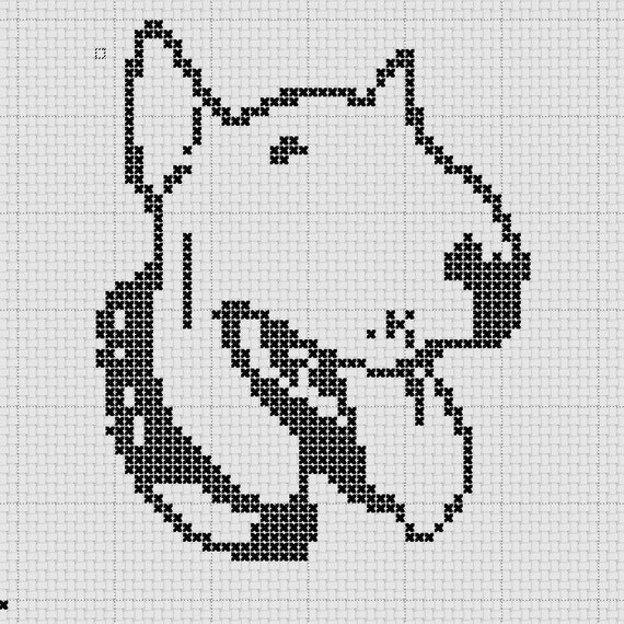 Bull Terrier Small Cross Stitch Pattern 1 Color Easy PDF