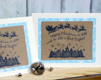 Hand Stamped To All a Good Night Christmas Card (set of 10)