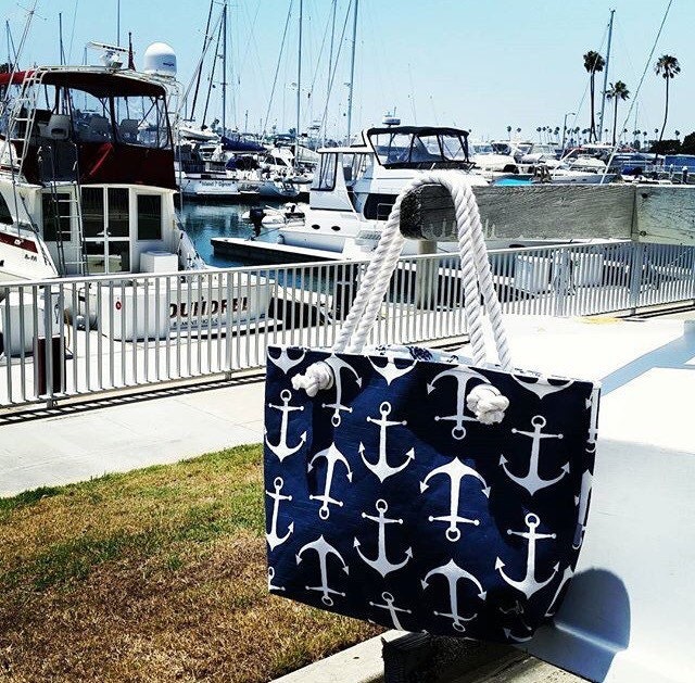 Anchor Tote Bag/Beach Bag/Beach Tote Bags/Nautical by 14elm