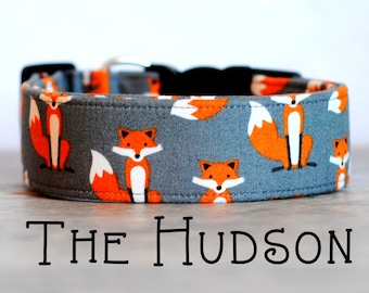 Playful Unisex Orange & Grey Fox Dog Collar "The Hudson"