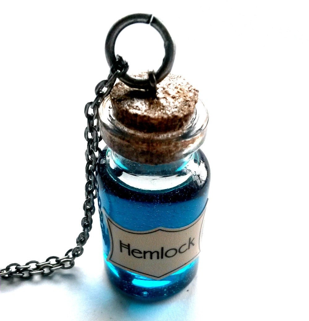 Hemlock Potion Necklace Steampunk Vial by AuntMatildasJewelry