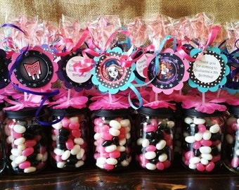 Monster High Party Favors - Baby Food Jar Party favors, Monster High Birthday decor