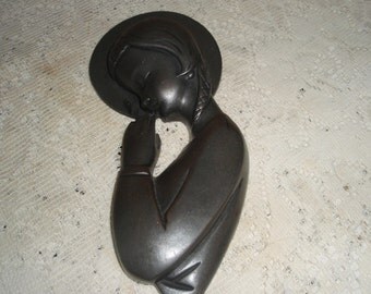 Madonna wall art,Blessed Mother wall hanging,Cold cast Metal from Ireland, Madonna figure with blessing on back,Religious figure studio art