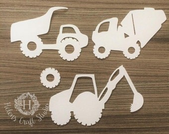 Construction SVG files including digger svg, truck svg and mixer svg / DFX file and kids SVG cutting files for silhouette cameo and cricut