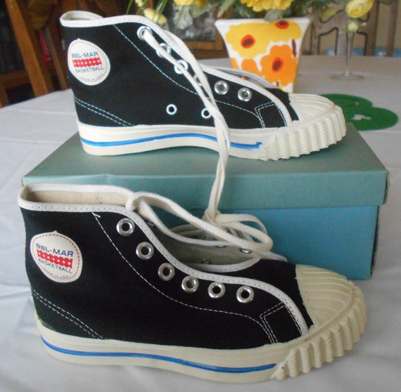 Vintage 1950's Boys Black Canvas BelMar High Top Sneakers
