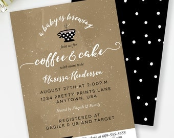 Baby Is Brewing Invitation, Coffee and Tea Shower, Baby Shower Brunch, Gender Neutral, Coffee and Cake, Coffee Baby Shower, #H8
