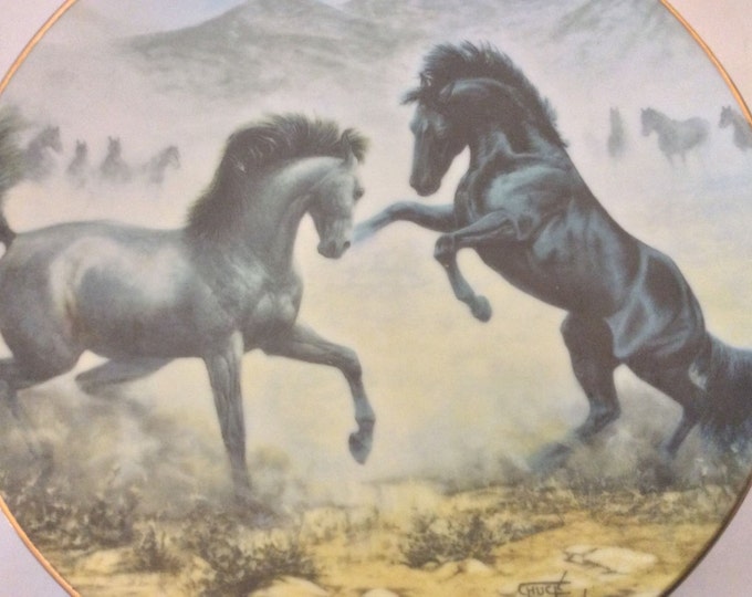 Western Plate, Hamilton Collection Plate, Desert Duel, Unbridled Spirit Horses, Limited Edition Plate, Chuck DeHaan