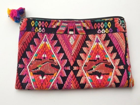 Pink Huipil cosmetic bag