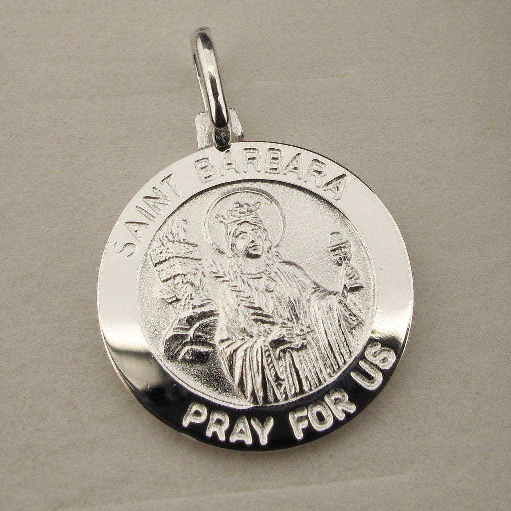 Silver St Barbara Patron Saint of Firefighters Firemen