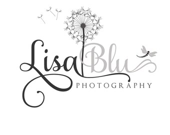 Pre made Photography Logo and Watermark Design - Photography or Boutique Logo - Blue and Brown Dandelion and Dragonfly - Business Branding