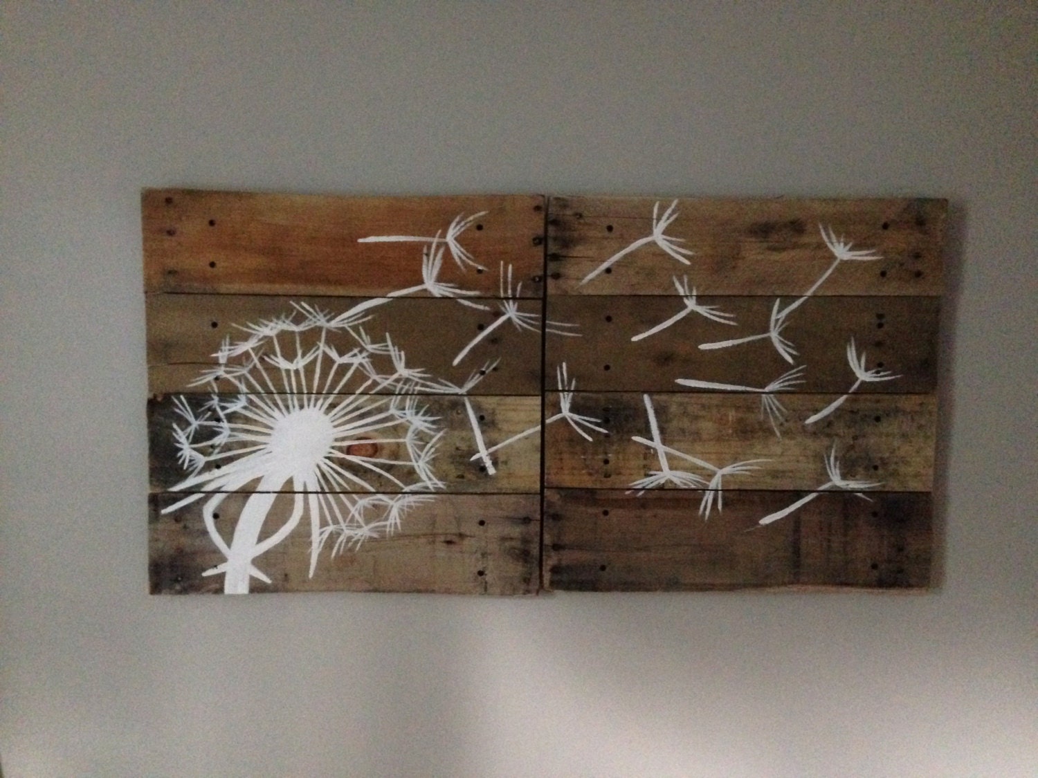 Dandelion Wall Art In WhitePallet Art21x21 2 pieceBlowing