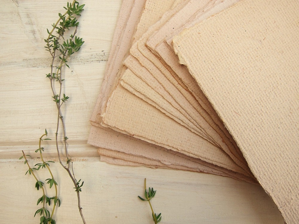 Handmade Onion paper 4 Recycled paper sheets Natural plant