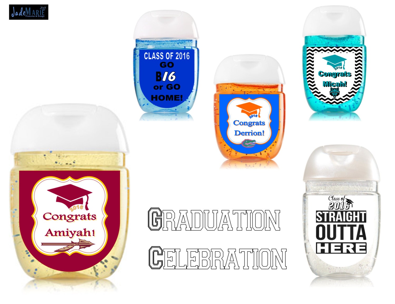 Graduation party favors Hand Sanitizer labels Class of 2017