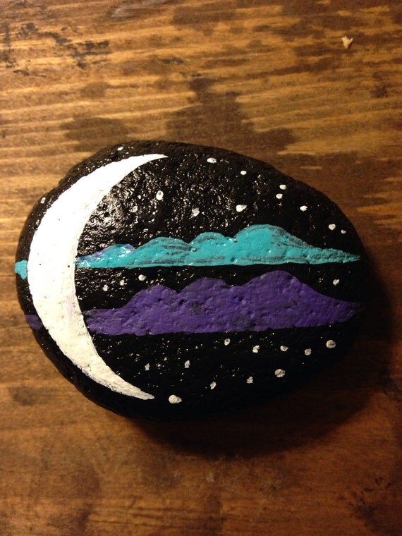 Painted Rock Moon Phase PAPERWEIGHT Painted Rock