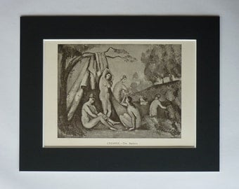 1920s Antique Paul Cézanne Print of Bathers, Post Impressionist Bathing Decor, Available Framed, French Art, Wild Swimming Gift for Swimmer