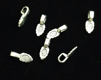 25 Pieces Glue on Bails Small 16x6mm Antique Silver 4mm interior hole, grape shaped glue on bail 13-8-GB