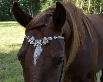 Faux Diamond Browband for Pony, Horse or Draft - Equine Bling Tack Brow Band Jewelry - Horse Lover Gift