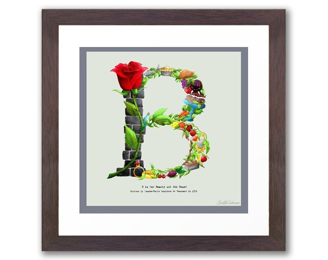 Letter B Beauty And The Beast Archival Signed Fine Art Print