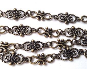 Antique Bronze Chain ,Butterfly Link Chain, Hammered Sold by the Foot Commercial