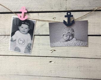 13 Nautical girl clothespins/ 12 month photo banner/ first year banner/nautical girl first year photo garland/ photo banner/ pink and navy a