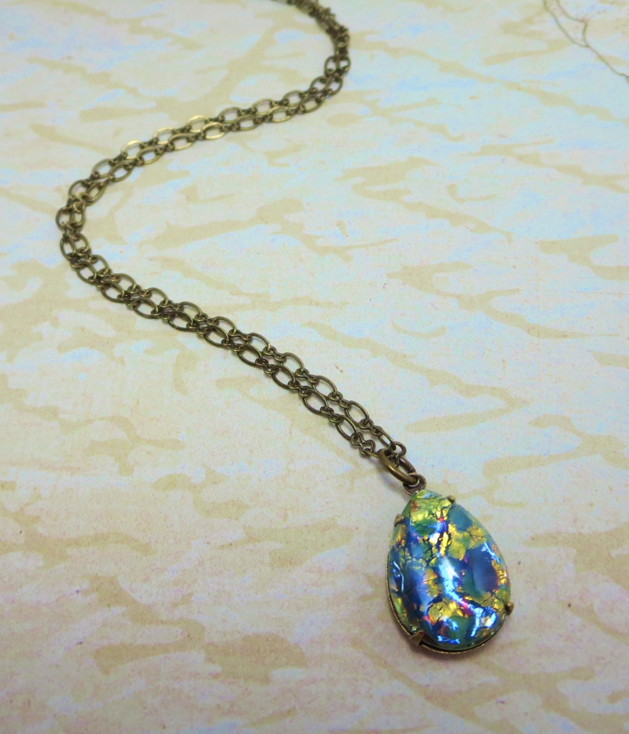 Green Fire Opal Necklace Pendant Peridot Green Opal Necklace