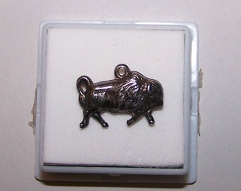Vintage 1940's PUFFY BUFFALO BISON Sterling Charm-- Marked Sterling