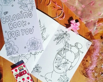 Coloring book for you / Illustrated zine about soft times and care
