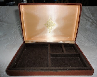 Brown Felted Jewlery Box Vintage Travel Case Holder