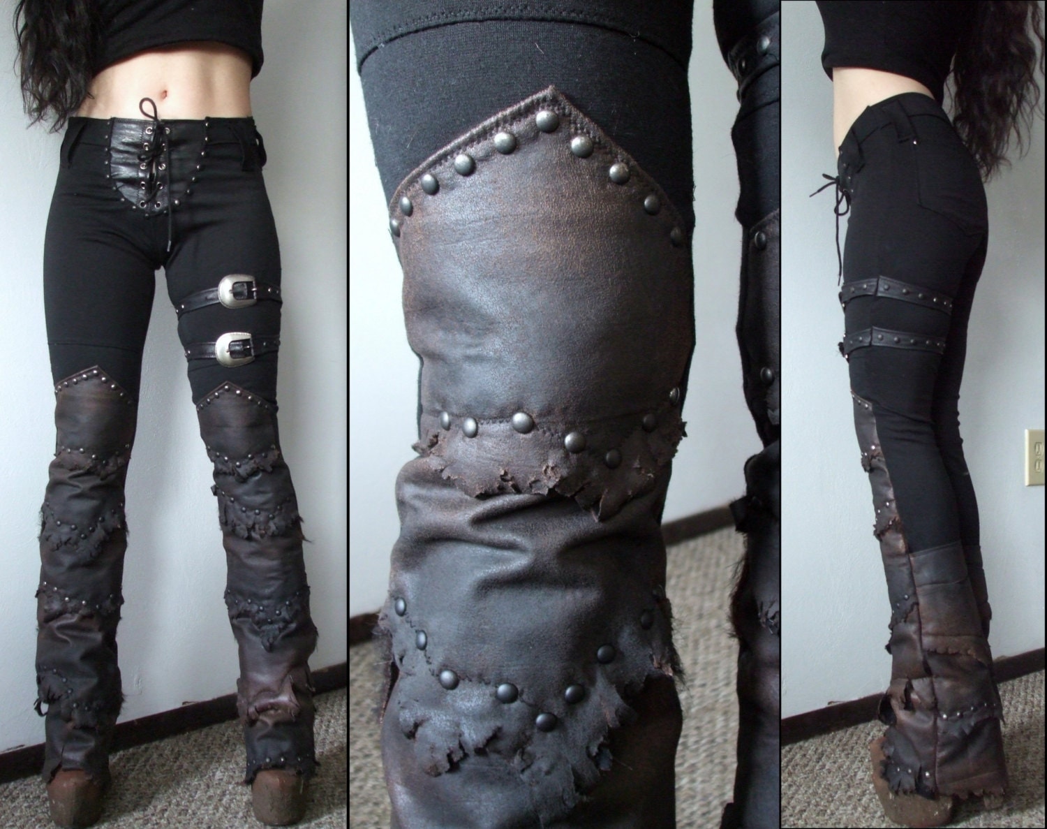 Akecheta leather bootcut warrior pants