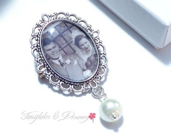 Memorial Photo Brooch, Wedding Brooch, Photo Jewellery, Memorial Jewellery, Wedding Keepsake, Photo Pin, UK, 18x25mm Photo