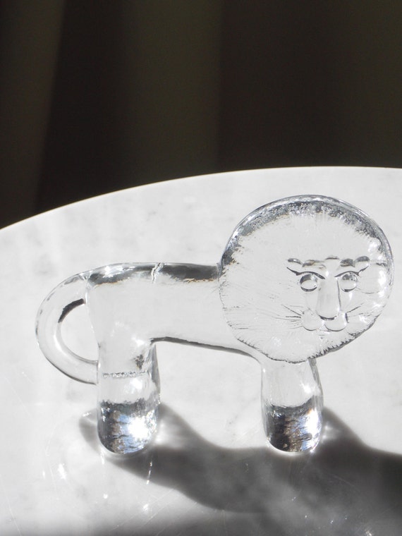 Kosta Boda Glass Lion Figurine Paperweight Animal by MidCenturyFLA